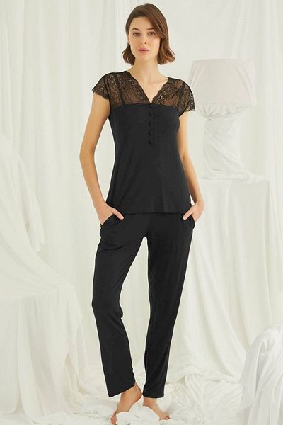 MONAMİSE Set pijama neagră pentru femei Monokini - mânecă scurtă 18422