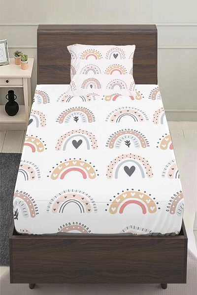 Else Halı Colorful Boho Rainbows Patterned Girl's Single Pillowed Sheet Set 100X200 cm