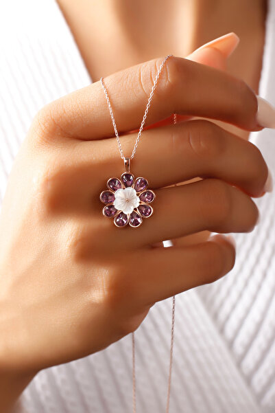 SARIASLAN 925 Ayar Gümüş Manolyalı Lotus Çiçek Kadın Gümüş Kolye