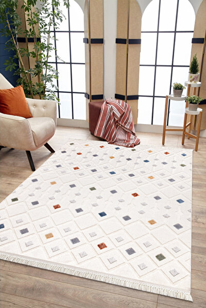 Zarif ZRF-3018-MULTİİ Yumuşak Dokulu Halı Kilim Salon Mutfak Koridor Kesme Yo...