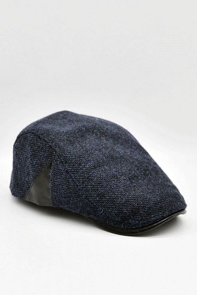 Külah Navy Blue Men's Sports Cap - Wool, Textured Leather and Accessories