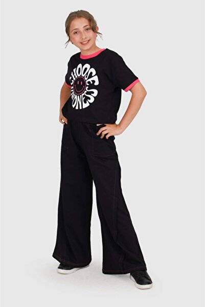 Minigimin Cicileri 9-15 ani selectați set de pantaloni lungi cu model Smile-f...