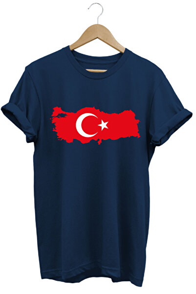 The Baski 29. oktobar Turska mapa Štampano 100% pamuk Premium tamnoplava majica