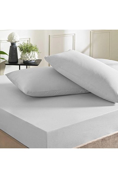 Taç Ranforce Gray Cotton Elastic Double Sheet Set