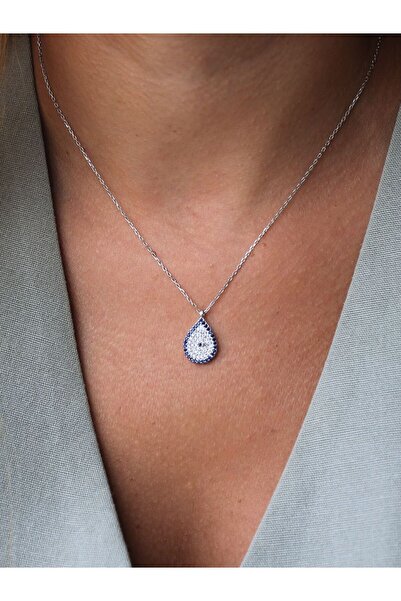 NV JEWELRY 925 Ayar Gümüş Taşlı Nazar Boncuk Kolye