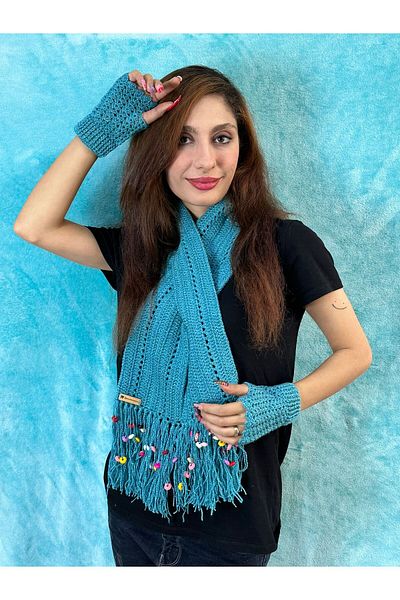 Gönülden Tasarım Set de 2 eșarfe pentru gât și accesorii pentru mănuși fără degete