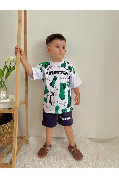 Minigimin Cicileri Mncrf Crepeer Print Summer Boy Σετ 2 τεμαχίων - Λευκό