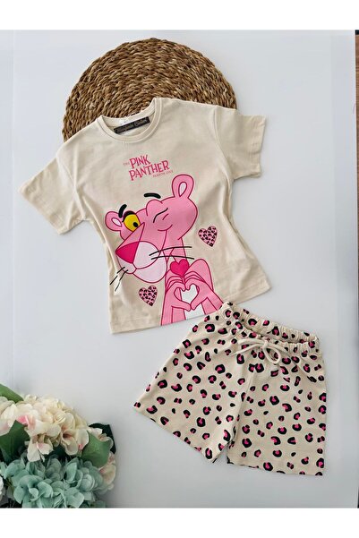 Minigimin Cicileri Costum din bumbac pieptănat pentru fetiță cu pantera roz r...