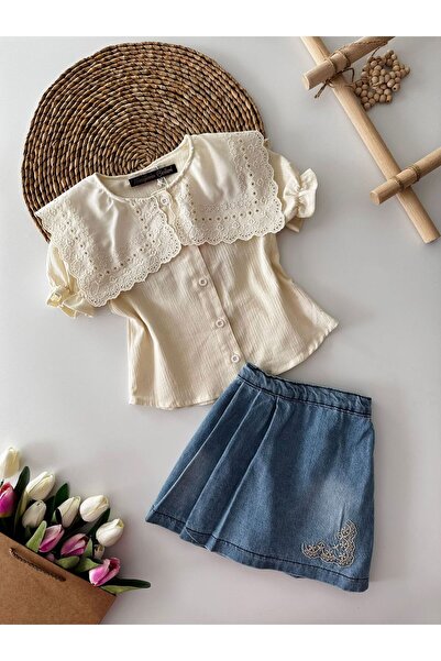 Minigimin Cicileri Suknja sa širokim ovratnikom i vezom za moju mališanku, Ci...