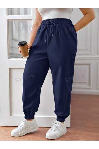 yg ydn giyim Navy Blue Jogger Leg Oversize Fit Winter Raised Sweatpants