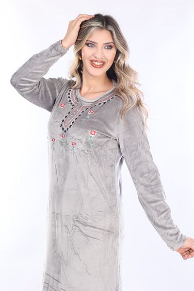 mervemoda Women's Long Sleeve Velvet Dress