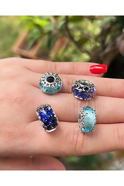 Defne Silver سحر جالاكسي مورانو الأزرق الداكن