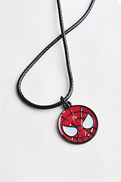 twingold Spider Man Tasarımlı Deri Ipli Unısex Kolye