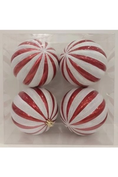 kapella Christmas Ball 8 cm 4-Piece Red and White Ornament
