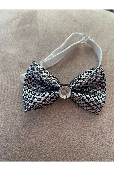 Babexi Boy's Elastic Gray Bow Tie