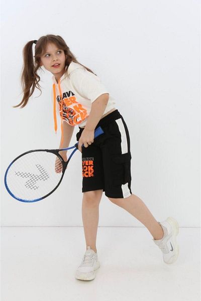 Minigimin Cicileri Mingimimin Girl's Hooded Shorts Set - Never Look Orange
