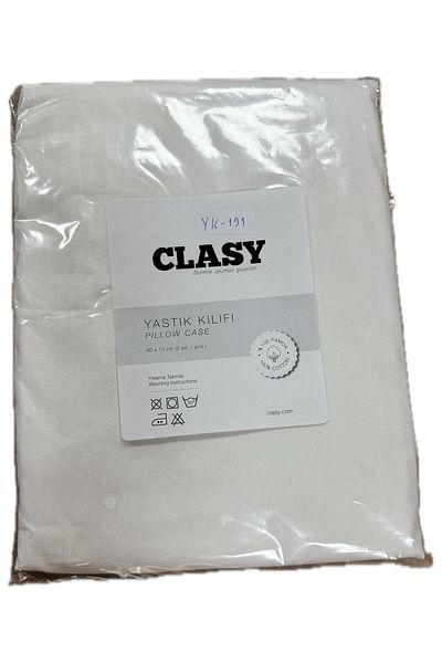 Clasy Μαξιλαροθήκη Ranforce 2 τεμαχίων με απλό λευκό σχέδιο