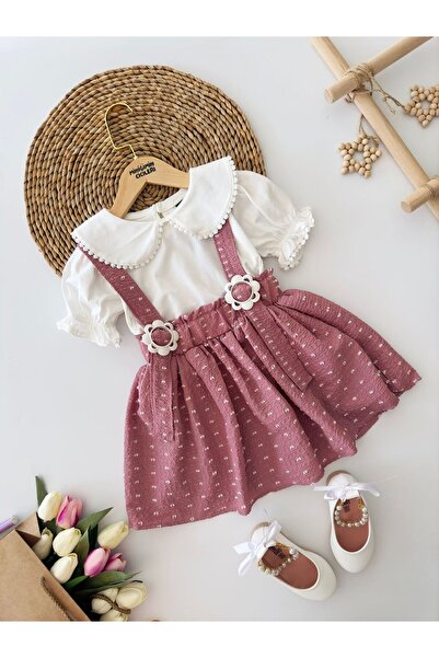 Minigimin Cicileri Costum cu fustă cu guler pentru bebeluș cu cataramă Daisy ...