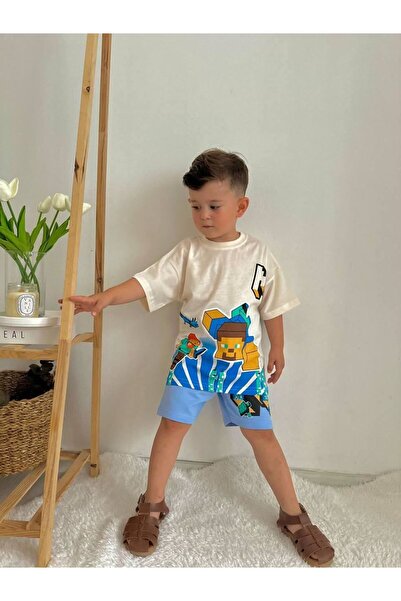 Minigimin Cicileri Costum 2 piese de vară pentru băieți - Mncrf, imprimeu crem