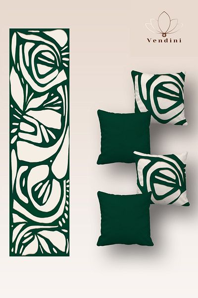 Vendini Quality Fabric, Vibrant Colors Runner and 4 Throw Pillow Covers Set