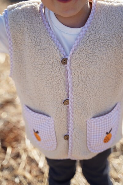Kirazkids Peach Embroidered Teddy Cream Baby Kids Vest