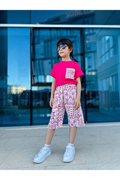 Minigimin Cicileri Costum din bumbac cu buzunare cu model etnic pentru fete -...