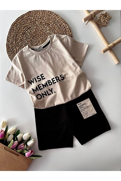 Minigimin Cicileri Boy's Shorts Set - My Little One's Lulls, Wise Member, Stone (8-16)