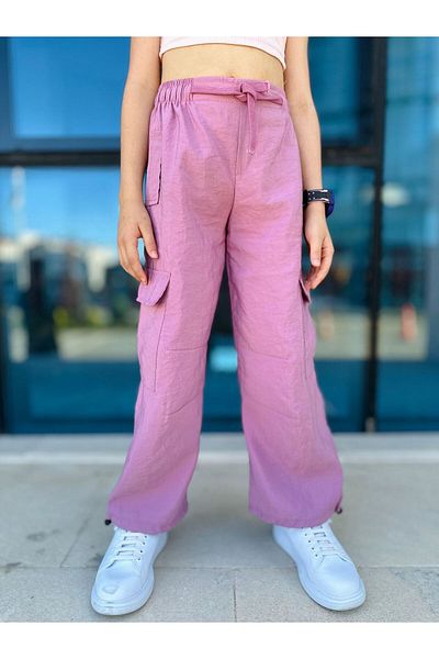 Minigimin Cicileri Girl's - My Little Flowers Cargo Pocket Elastic Trousers - Lilac