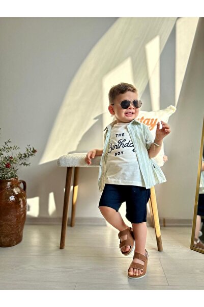 Minigimin Cicileri Set de 3 piese pentru băiat de vară cu cămașă cu dungi pen...