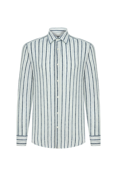 Mudo ÇİZGİLİ KETEN KARIŞIMLI REGULAR FIT GÖMLEK