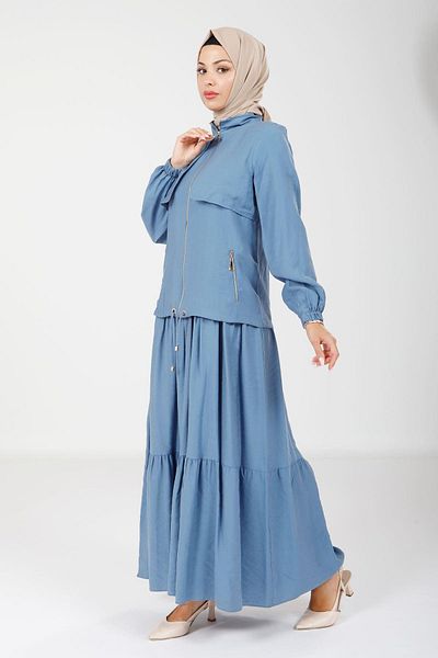Beyza Μπουφάν Indigo Clothes - Με λάστιχο μανίκι και φερμουάρ 9102