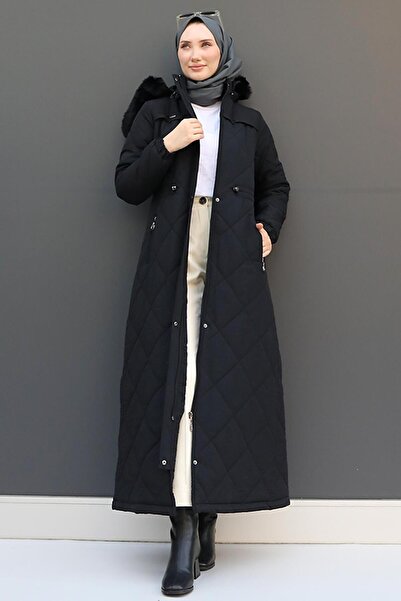 giz astore Aysema Kürklü Şişme Mont Siyah