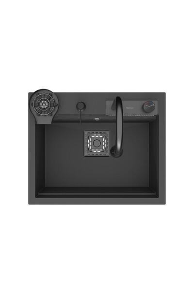 RealStone Real Stone Angel Granit Akıllı Eviye Seti Antrasit 60x49 cm