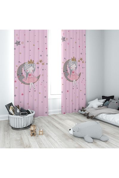 Şen Dekorasyon Pink Motherfly Fon Curtain