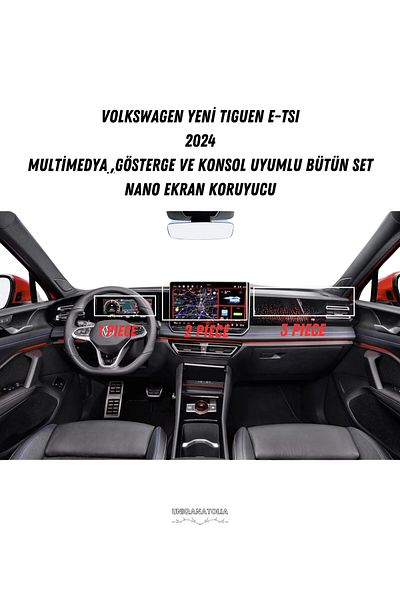 UniqAnatolia Volkswagen New Tiguen E-Tsi 2024 Multimedia Instrument and Console Compatible Whole Set Nano Screen Protector