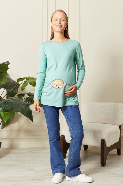 epaavm Long Sleeve Printed Maternity T-Shirt
