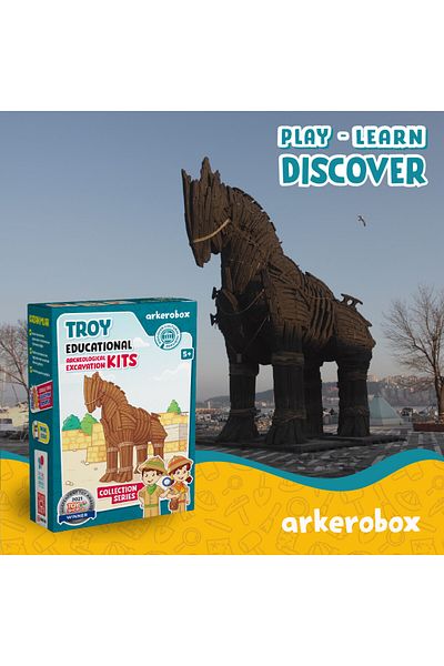 Arkerobox - Set arheologic educational si puzzle 3D, Grecia Antica, Calul Troian