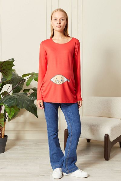 epaavm Long Sleeve Printed Maternity T-Shirt