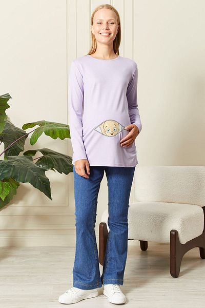 epaavm Long Sleeve Printed Maternity T-Shirt