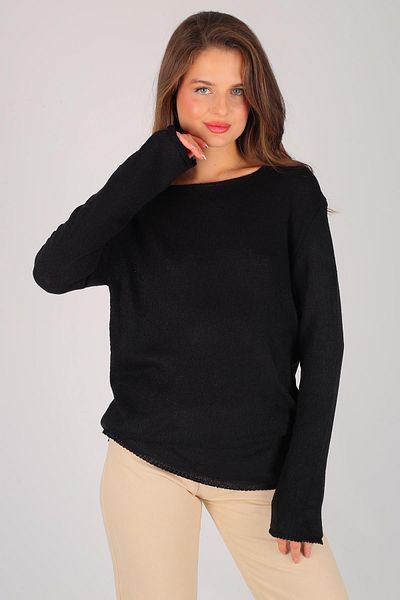 FACETTE Pulover subțire cu mânecă lungă, negru, pentru femei