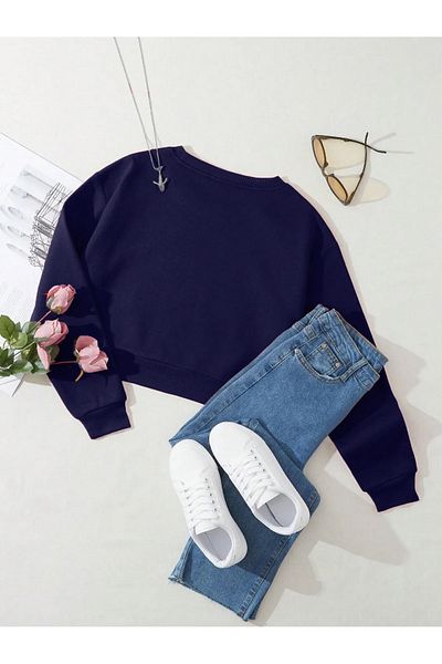 Ginevra Hanorac oversize pentru damă, crop de bază, cu fleece în interior
