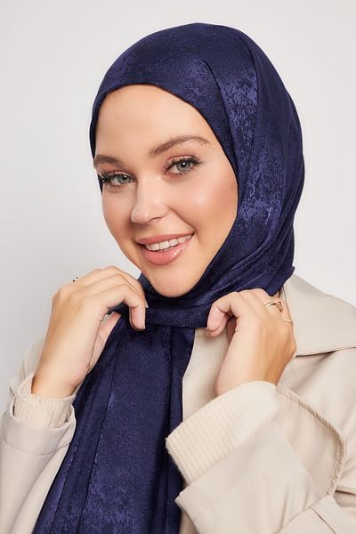 Scarf Gi Shine Jacquard Shawl - Navy Blue - Gi Shine Jacquard Shawl - Navy Blue