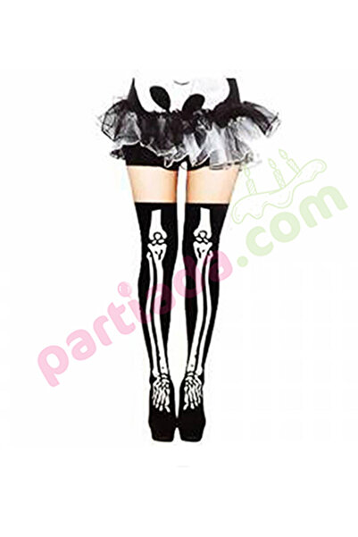 PARTİADA HALLOWEEN KADIN ÇORABI UZUN İSKELET MODEL