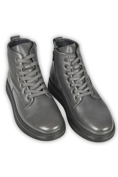 DeepSEA Men's Smoked Lace-Up Side Zipper Leather Waterproof Orthopedic Sole Ankle Boots 2509950