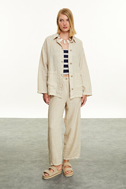 Mudo Oversized Linen Jacket with Pockets