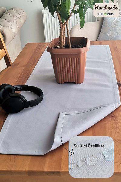 THE WINDS Light Gray Water Resistant Runer - American Service Tablecloth, Ranir, Runner 100X40 cm Rectangular