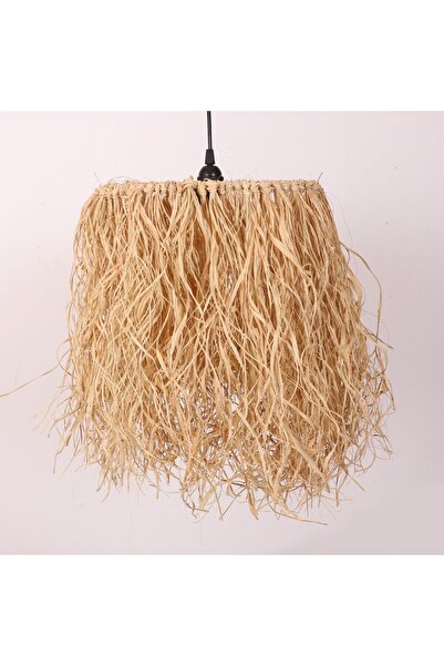 Mylamp Yaygın Doğal Rafya  TEK Katlı Avize 30x35 cm