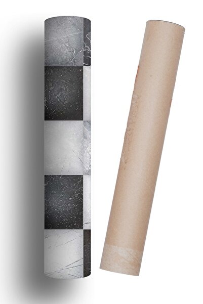 Bigaimaj Mutfak Tezgah Arası Folyo Kaplama Gri Beyaz Taş Desen Kendinden Yapışkanlı 60cmx100cm