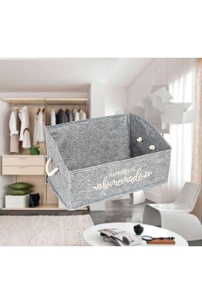 Ethab Ticaret Felt Rectangular Shelf Organizer – Maxi – Gray (4457)