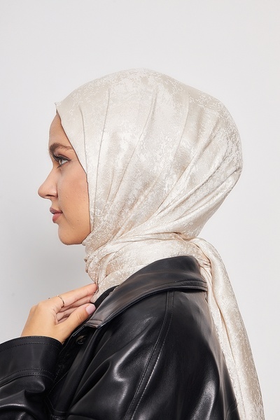 Scarf Gi Shine Jacquard Shawl - Stone-Cream -